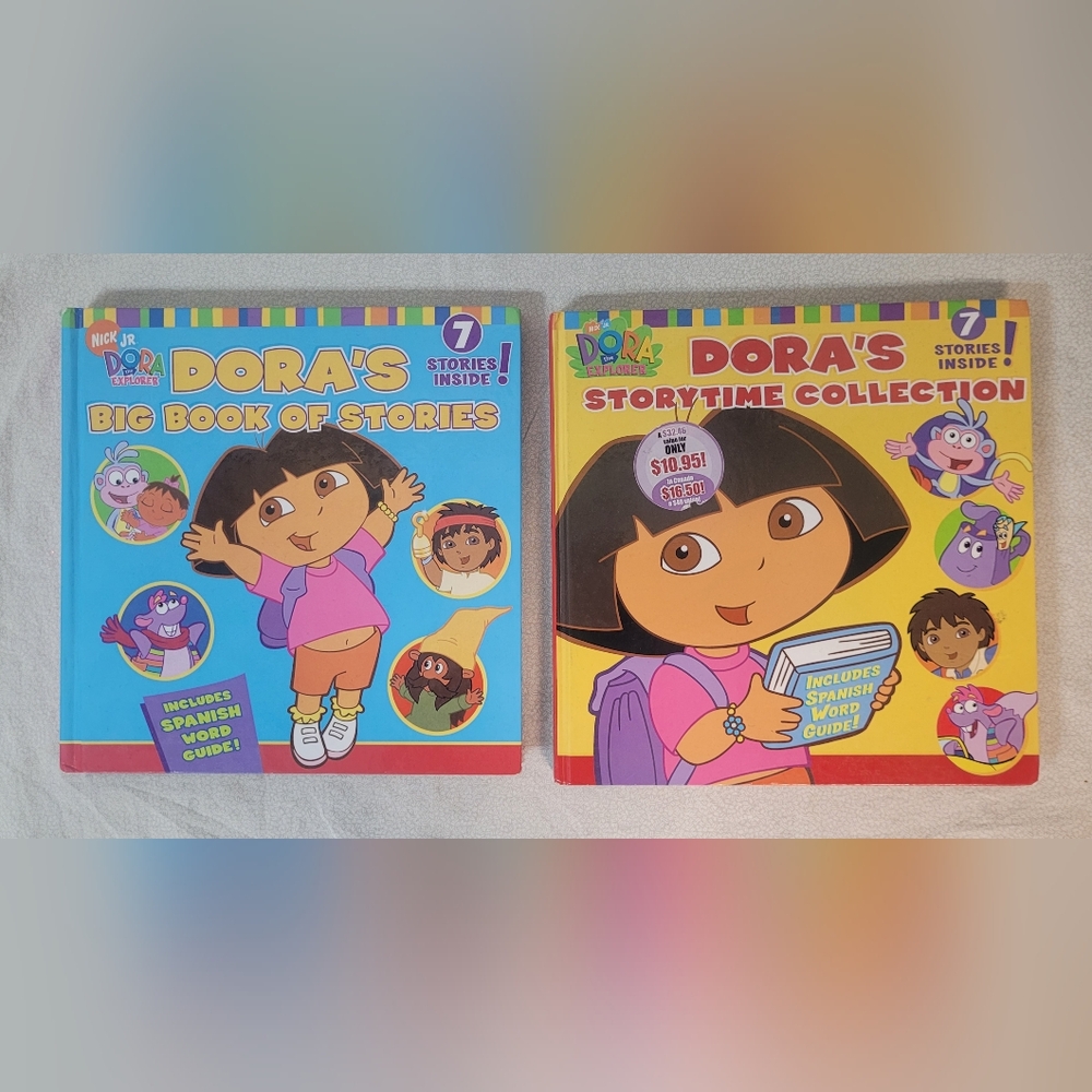 (2) Dora's Story Book Collections-14 Stories Total! Dora The Explorer Hard Back